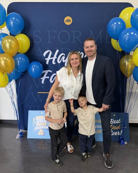 Jeremy Fuller, owner of Oklahoma Bath Professionals in Tulsa, with his family